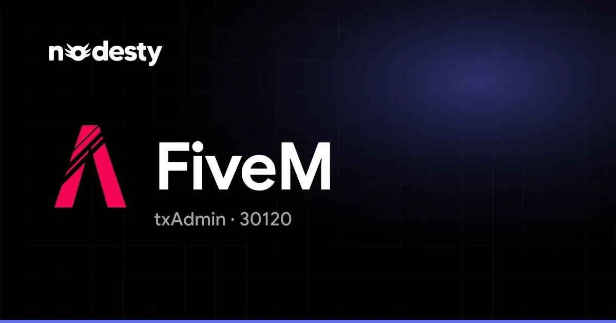 The FiveM logo and the word FiveM on a dark Nodesty background