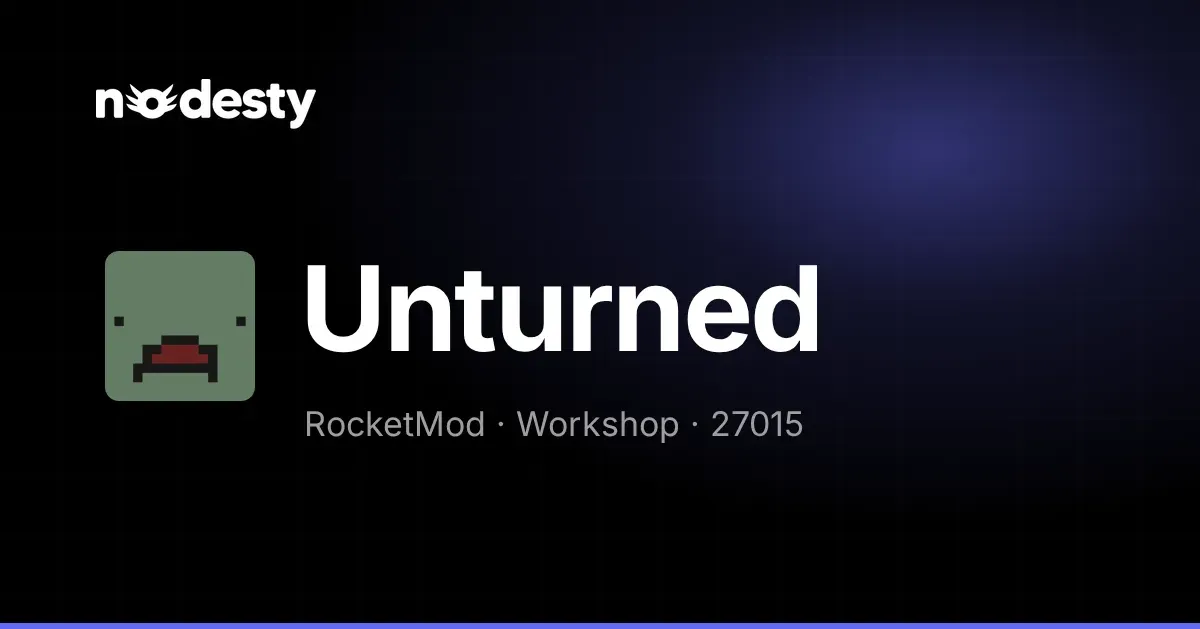 Koyu Nodesty arka planında Unturned logosu ve Unturned yazısı